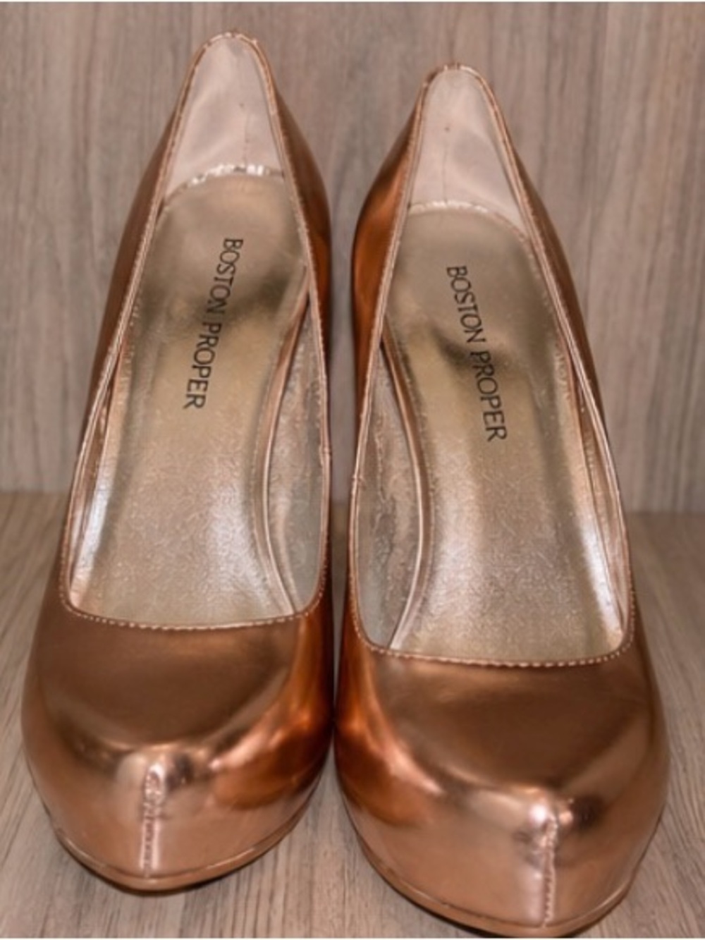 ✨ Metallic Rose Gold Platform Heels - size 7 - Picture 3 of 13
